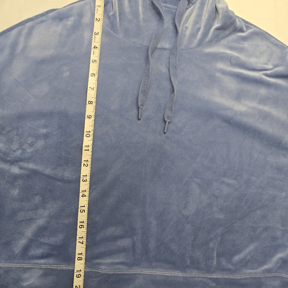 Offline by Aerie Velour Hoodie Blue Cropped Long Sleeve Relaxed Fit Athleisure M - Picture 10 of 12
